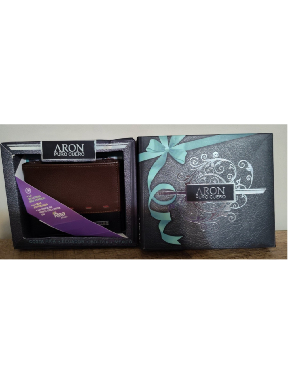 ARON Men's Black and Brown Bifold Wallet